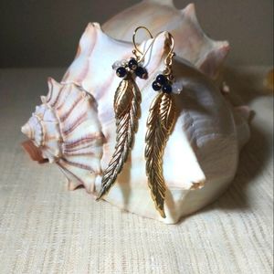 Gold Feather Earrings